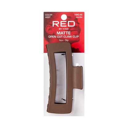 RED BEAUTY by KISS jumbo matte hair claw clip brown open cut non slip for thick hair