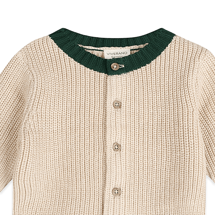Organic Cotton Otis Chunky Knit Baby Cardigan, Detail