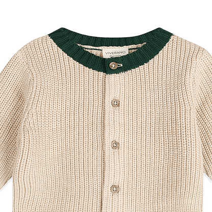 Organic Cotton Otis Chunky Knit Baby Cardigan, Detail