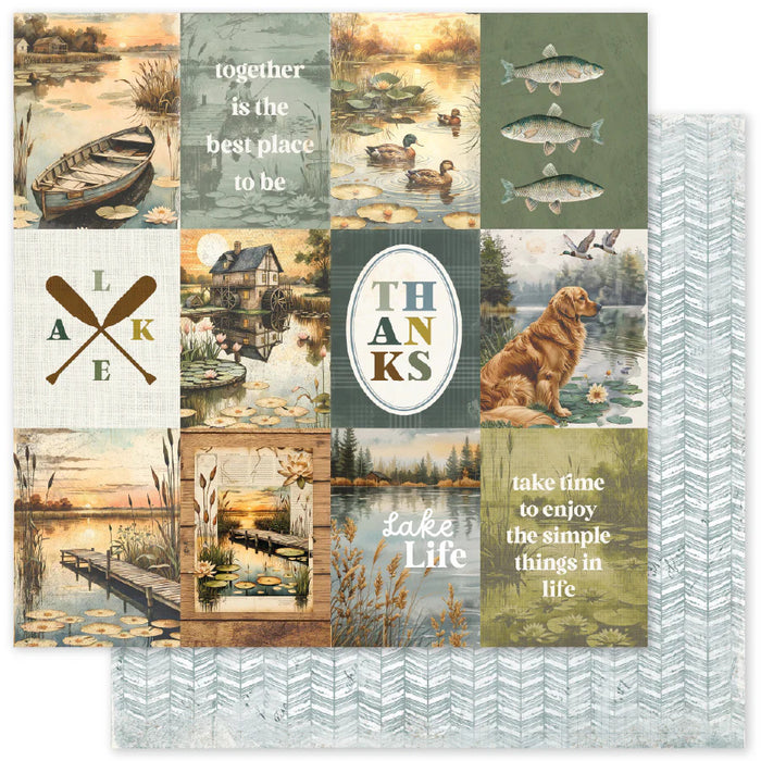 Paper Rose 12X12 Patterned Paper - Single Sheets - Lakeside Memories - Select From Drop Down