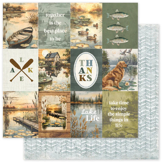 Paper Rose 12X12 Patterned Paper - Single Sheets - Lakeside Memories - Select From Drop Down