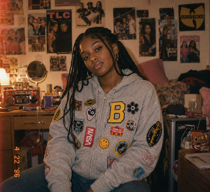 Patched Zip up Sweatshirt