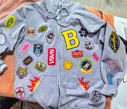 Patched Zip up Sweatshirt