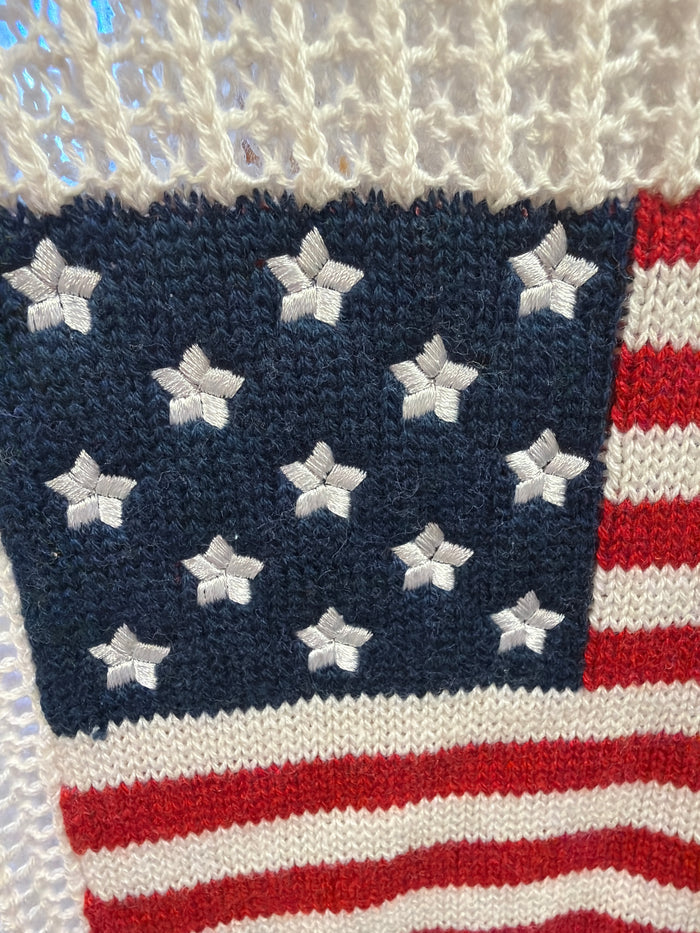 Simply Southern Patriotic Glory mesh pullover top with American flag design, lightweight and casual for patriotic style.