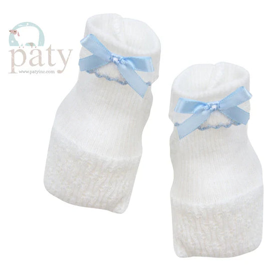 Paty Inc Booties- White/Blue Bow