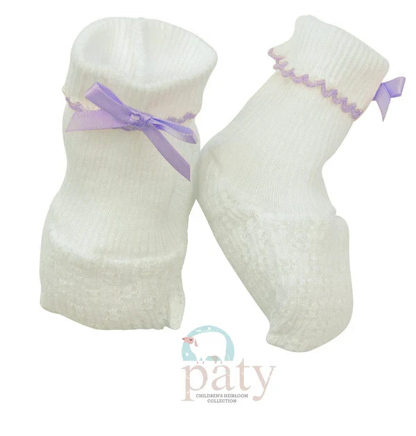 Paty Inc Booties-White/Lavender Bow