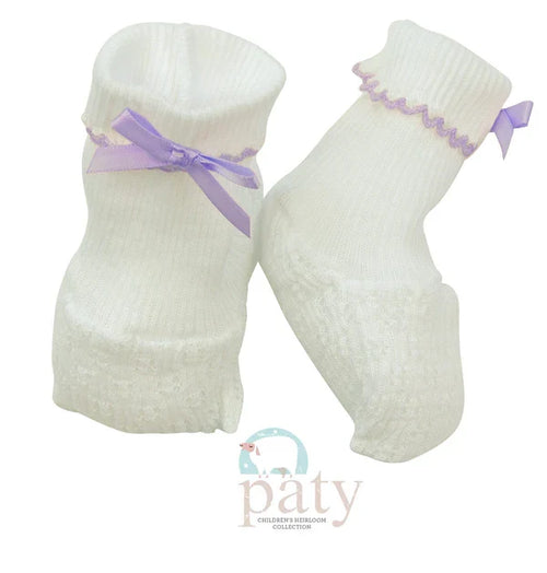 Paty Inc Booties-White/Lavender Bow