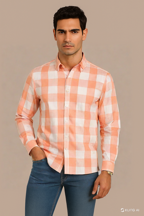 Peach Box Check Shirt