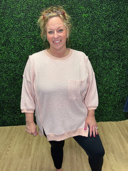 Peach Popcorn Pullover