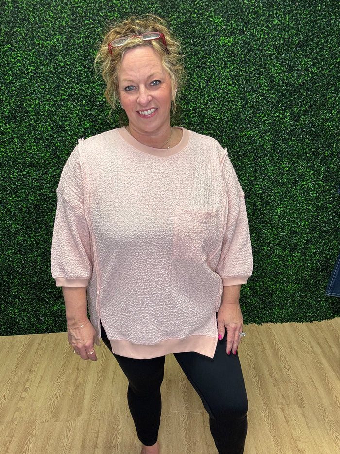 Peach Popcorn Pullover