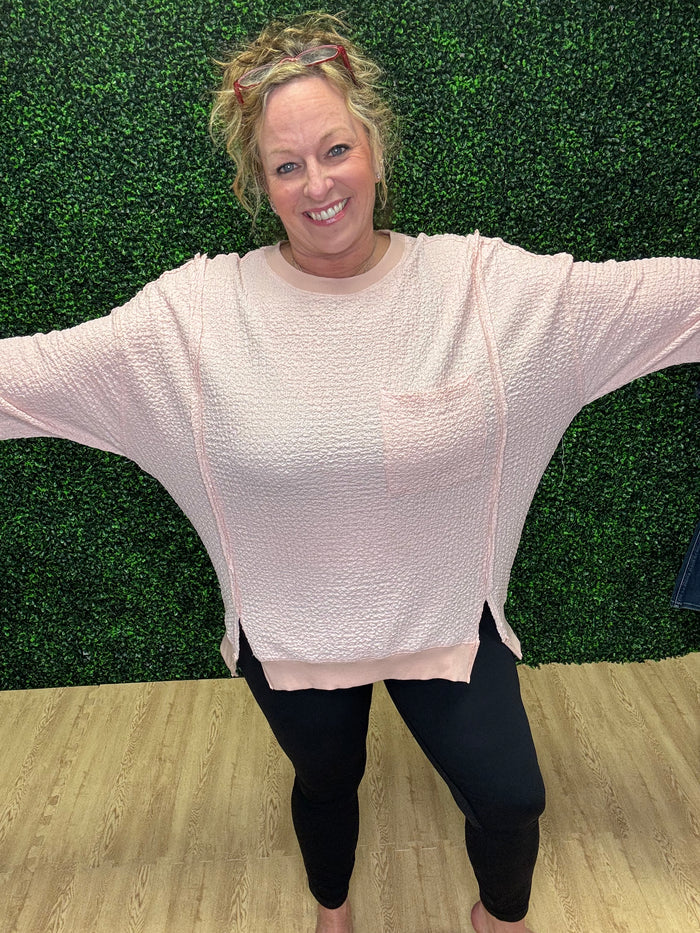 Peach Popcorn Pullover