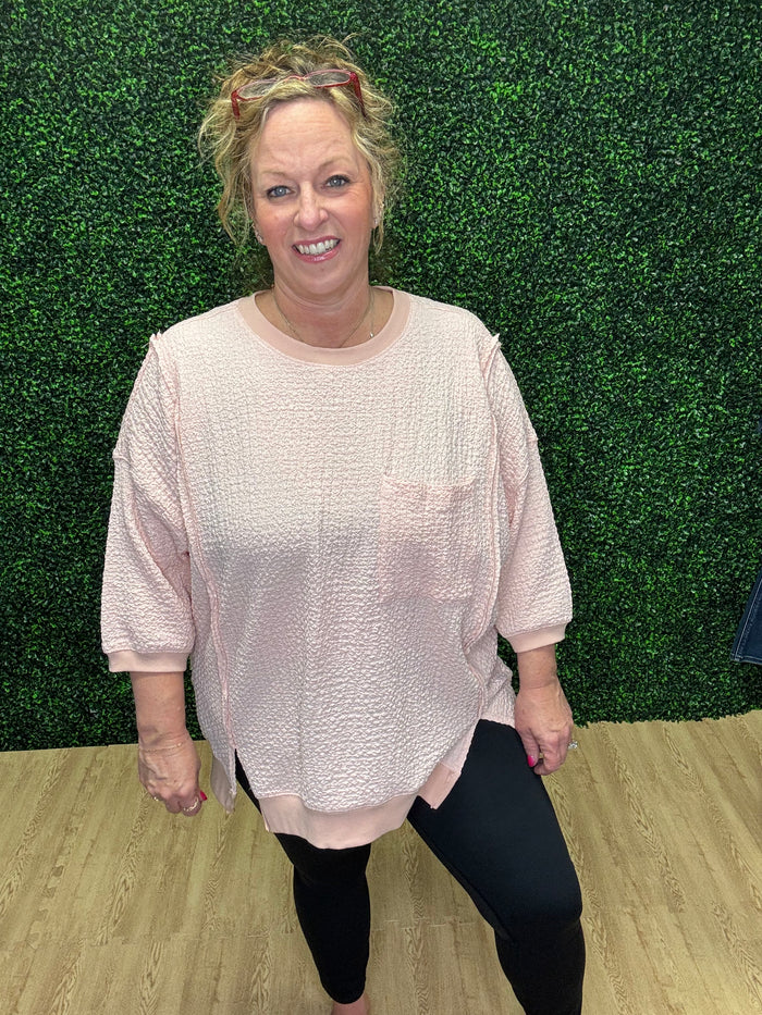 Peach Popcorn Pullover