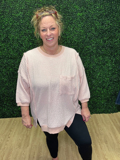 Peach Popcorn Pullover