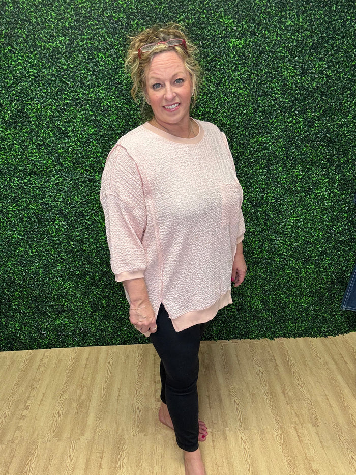 Peach Popcorn Pullover