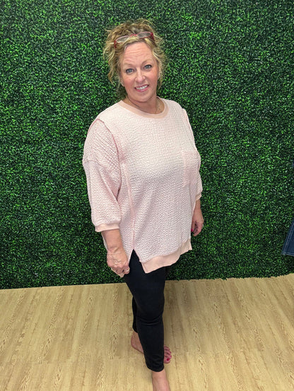 Peach Popcorn Pullover