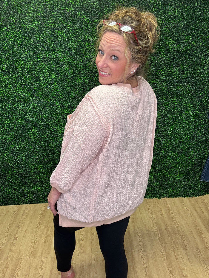 Peach Popcorn Pullover