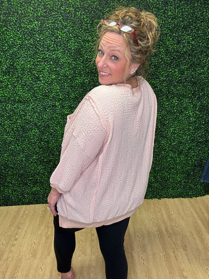 Peach Popcorn Pullover