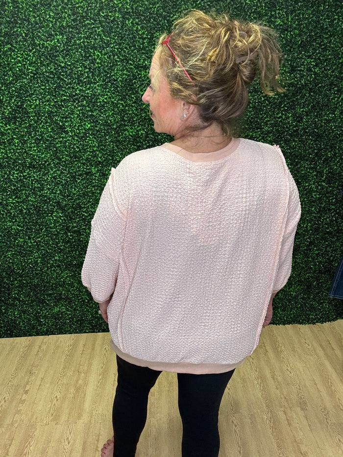 Peach Popcorn Pullover
