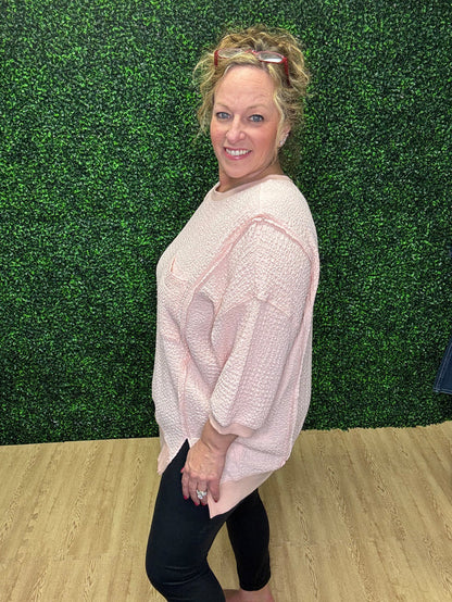 Peach Popcorn Pullover