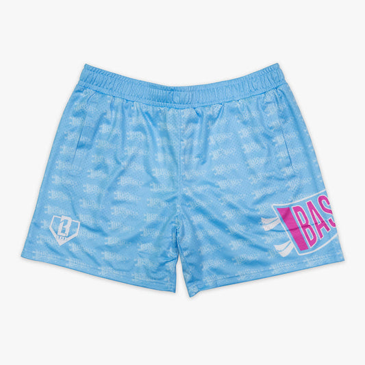 Blue Pennant Cotton Candy Blue shorts — front view