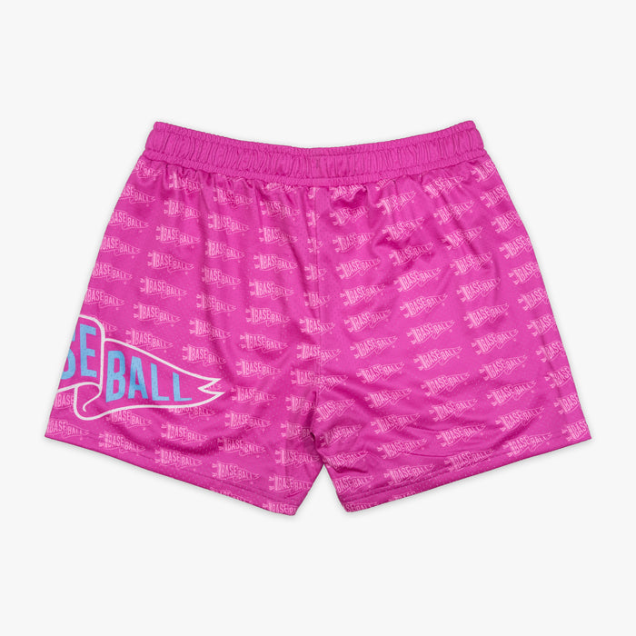 Pink Pennant Cotton Candy Pink shorts — back view