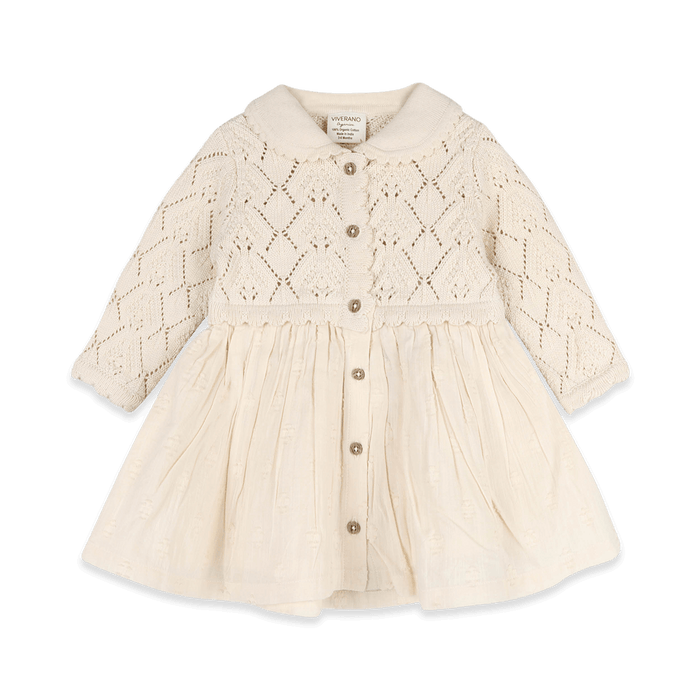 Phoebe Pointelle Knit Sweater Top Baby Dress, Organic Cotton