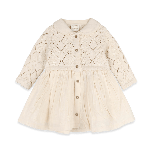 Phoebe Pointelle Knit Sweater Top Baby Dress, Organic Cotton