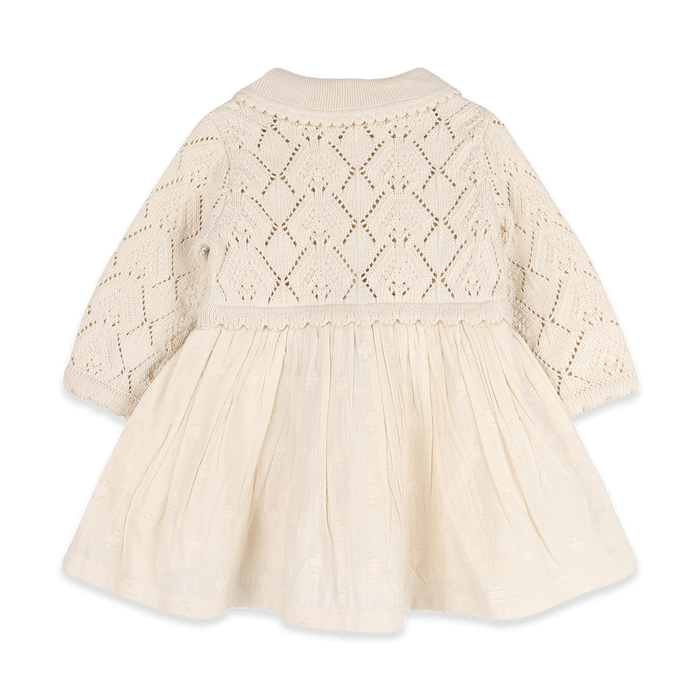 Organic Cotton Phoebe Pointelle Knit Sweater Top Baby Dress, Back