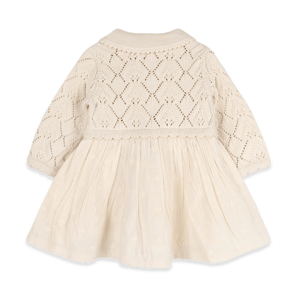 Organic Cotton Phoebe Pointelle Knit Sweater Top Baby Dress, Back
