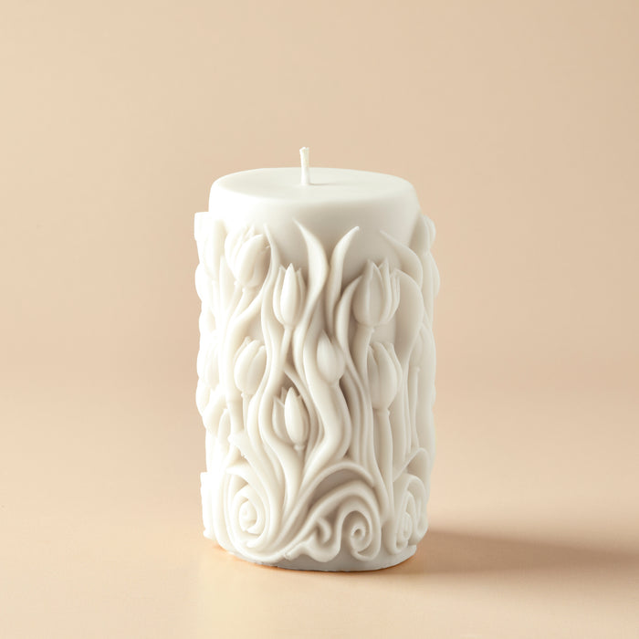 Pillar with Floral Detail Silicone Mold