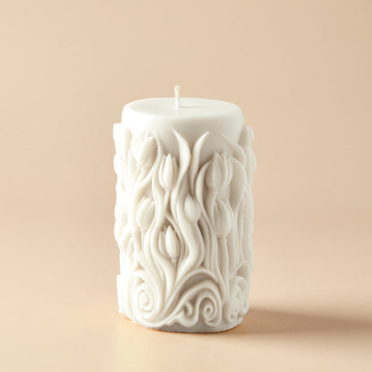 Pillar with Floral Detail Silicone Mold