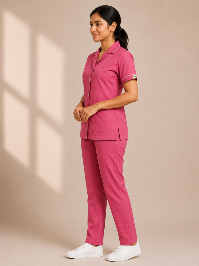 PINK HALF SLEEVE NURSE UNIFORM
