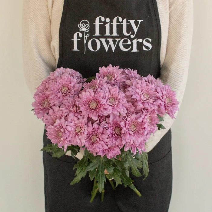 Pink Lavender Frost Dahlia Style Flower Apron - Image