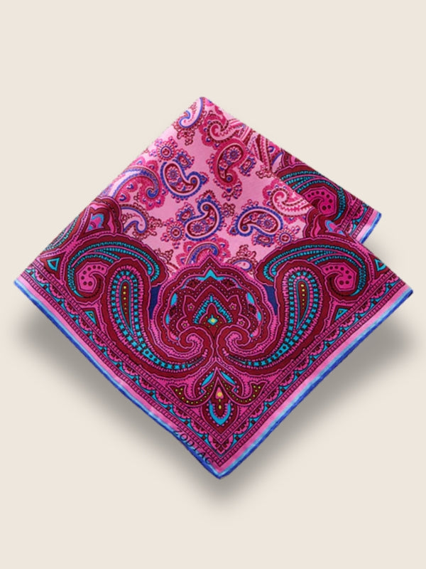 Pink Paisley Silk Pocket Square