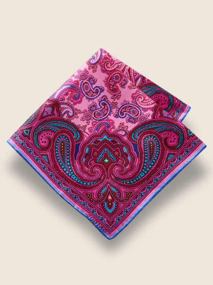 Pink Paisley Silk Pocket Square
