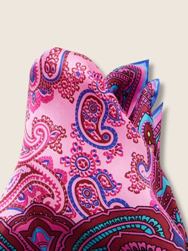 Pink Paisley Silk Pocket Square
