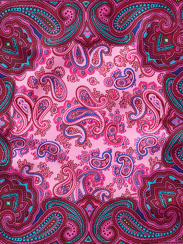 Pink Paisley Silk Pocket Square
