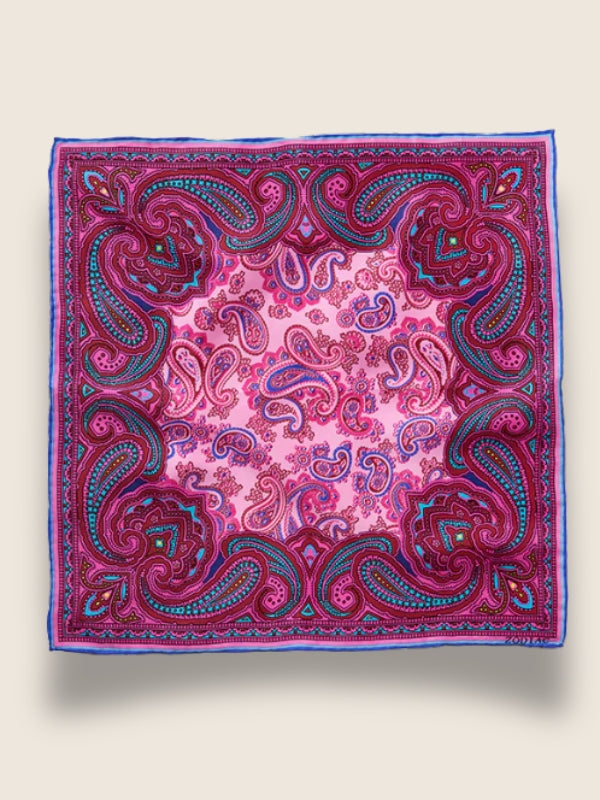 Pink Paisley Silk Pocket Square