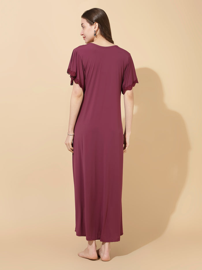 Plum wine ultra soft malai modal nighty for women online