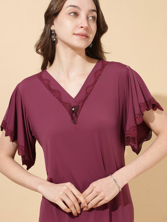 Plum wine ultra soft malai modal nighty for women online