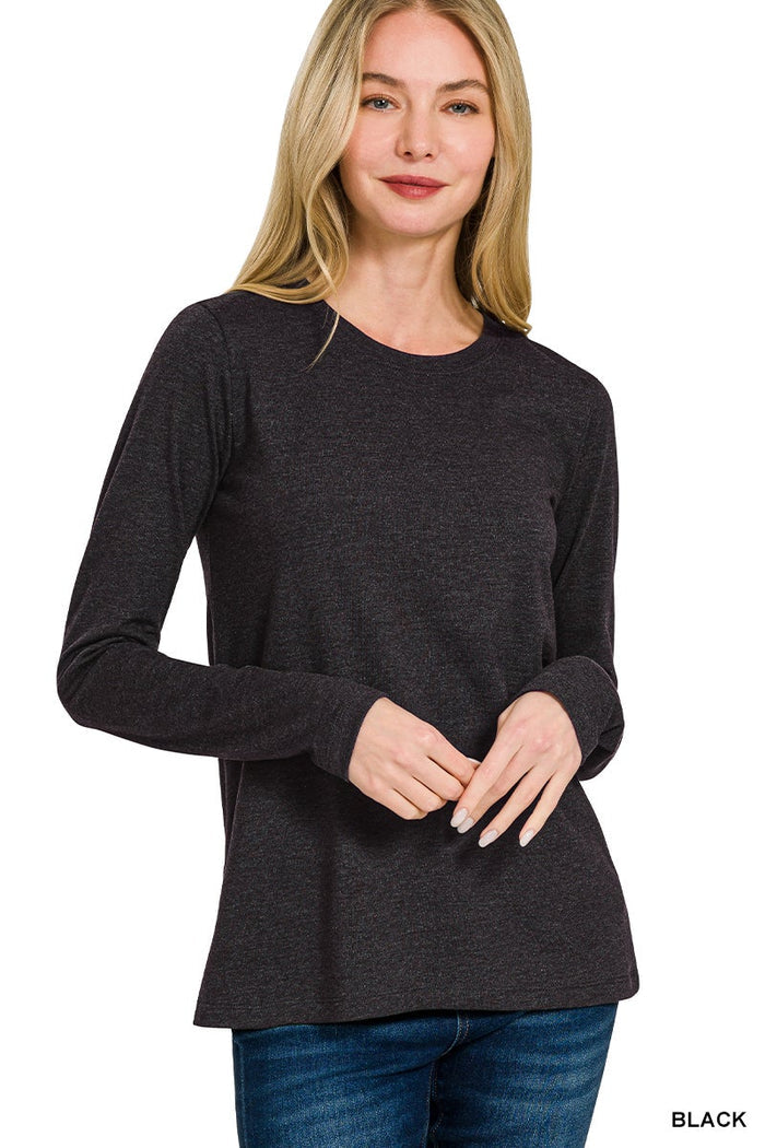 Plus Essential Long Sleeve Tee-Zenana
