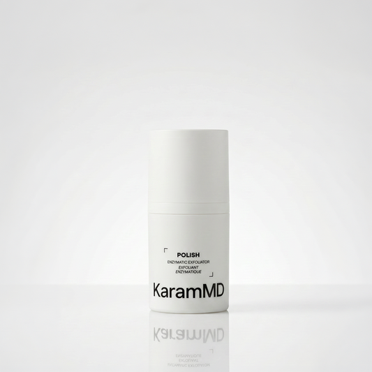 KaramMD Polish exfoliator on a white background