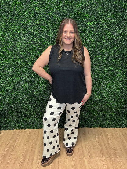 Poppy & Pine Polka Dot Denim Pants
