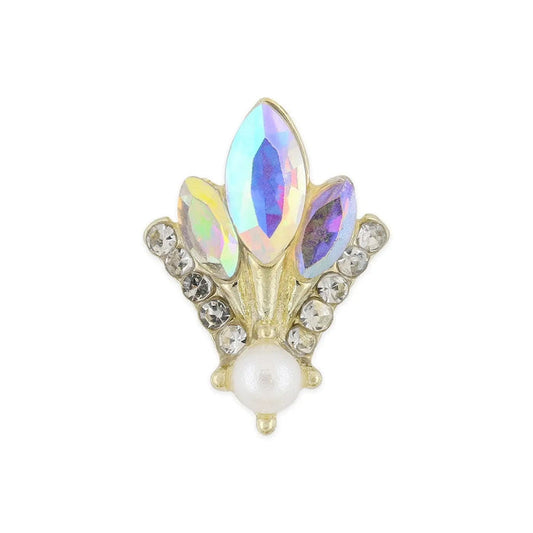 Pot of 10 Charms - Gold, AB Crystal & Pearl Fleur-de-lis   Naio Nails