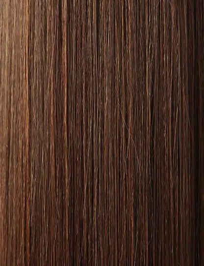 OUTRE clip-in ponytail hair extension in natural brown shades with smooth straight texture