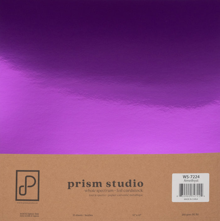 Prism Studio - 12X12 Whole Spectrum Foil Cardstock Pack - Amethyst (15 Sheets). Available at Embellish Away located in Bowmanville Ontario Canada.