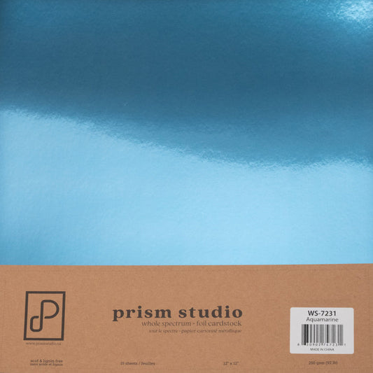 Prism Studio - 12X12 Whole Spectrum Foil Cardstock Pack - Aquamarine (15 Sheets). Available at Embellish Away located in Bowmanville Ontario Canada.
