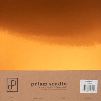 Prism Studio - 12X12 - Whole Spectrum Foil Cardstock Pack-Copper. Acid & lignin free 12" x 12" 92.3lb (250 gsm) backing Gleaming, lustrous shine! Available at Embellish Away located in Bowmanville Ontario Canada.