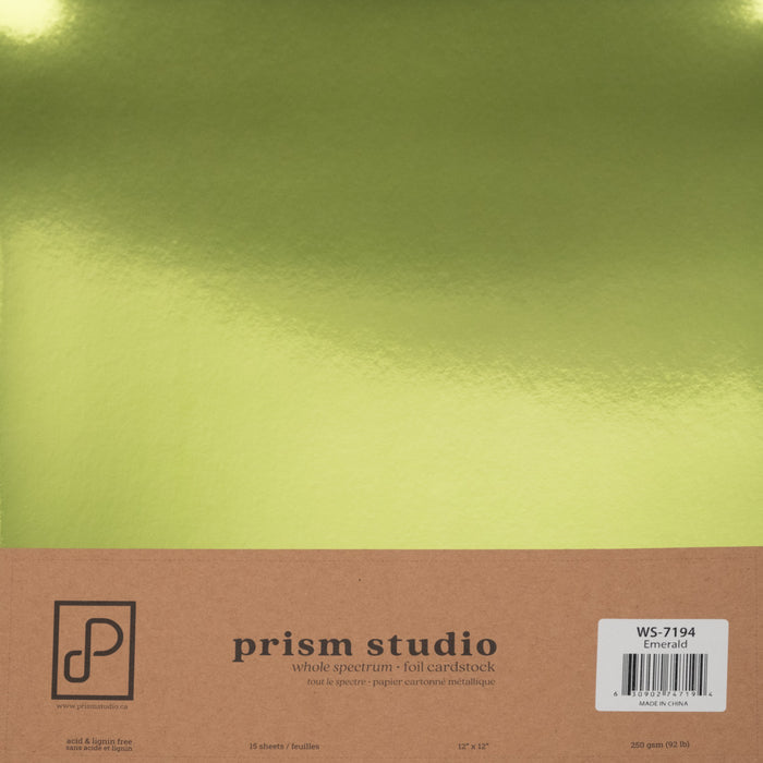 Prism Studio - 12X12 Whole Spectrum Foil Cardstock Pack - Emerald (15 Sheets). Available at Embellish Away located in Bowmanville Ontario Canada.