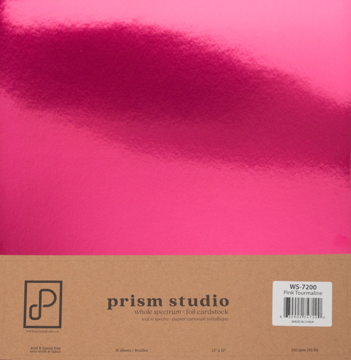 Prism Studio - 12X12 Whole Spectrum Foil Cardstock Pack - Pink Tourmaline (15 Sheets). Available at Embellish Away located in Bowmanville Ontario Canada.